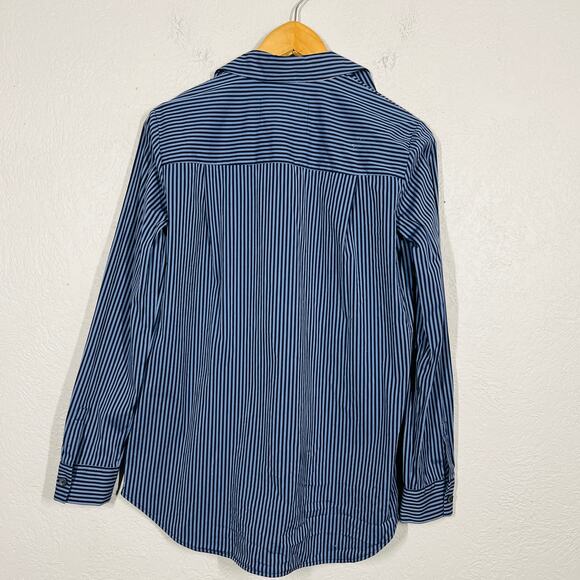 Lafayette 148 Stripe Button Up Shirt Long Sleeve Career Casual Blue - S - Picture 4 of 5